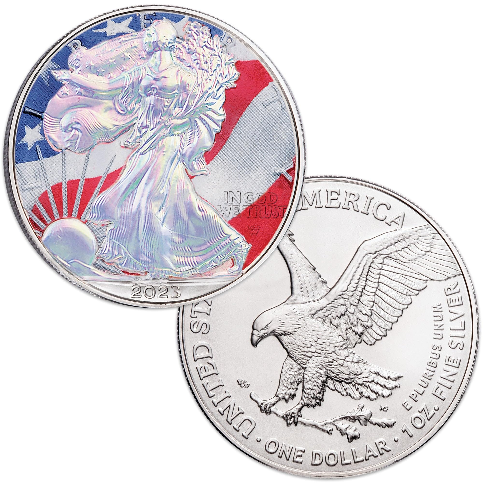 【限定】2021 Colorized American Silver Eagle 2023 1 oz Colorized American Silver Eagle Coin (BU) l JM